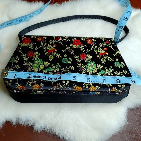 Vintage Floral Asian Flair Satin Evening Bag - Picture 11 of 12
